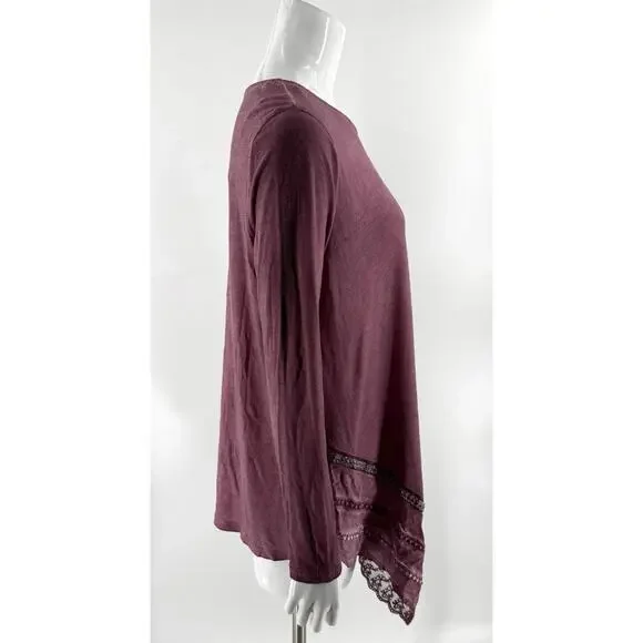 Dantelle Mauve Purple Womens Tunic Top Size XL Asymmetrical Hem Lace Embellished - Picture 3 of 6
